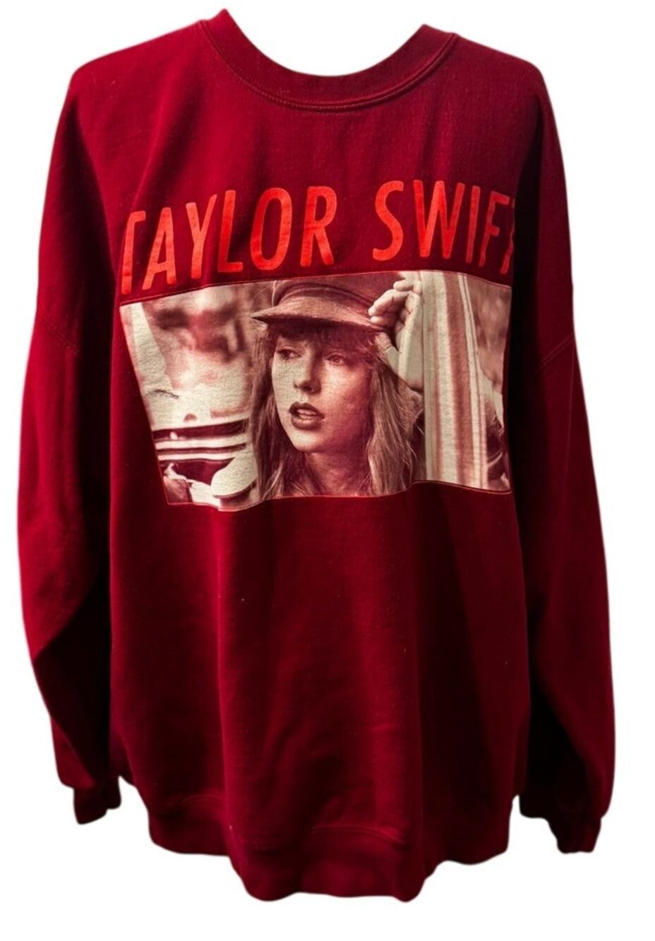 Taylor Swift Red Era Graphic Crewneck Sweatshirt Oversized Burgundy 2XL